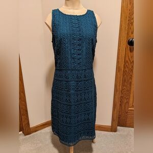 Loft size 8 dark teal lace dress